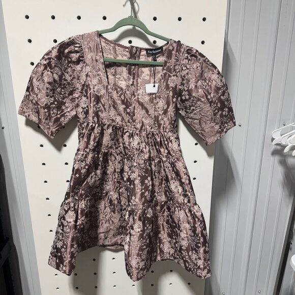 NWT En Saison Purple brocade mini dress size medium - Picture 1 of 3